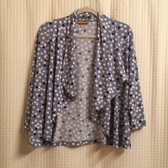 Ellen Tracy Jacket women's size medium Blue White Circles coverup topper‎ - Picture 5 of 15